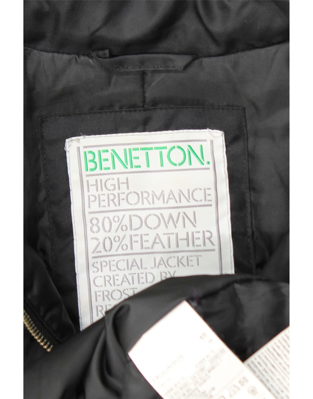 BENETTON Womens Padded Jacket IT 46 Large Black Polyamide