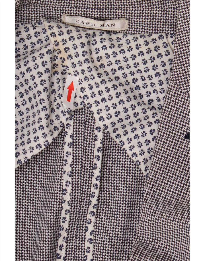 Zara Herre 2-knaps blazerjakke UK 40 Large Grå Houndstooth Bomuld