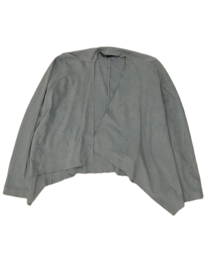 Zara Dame Asymmetrisk Cardigan Top UK 6 XS Blå Polyester