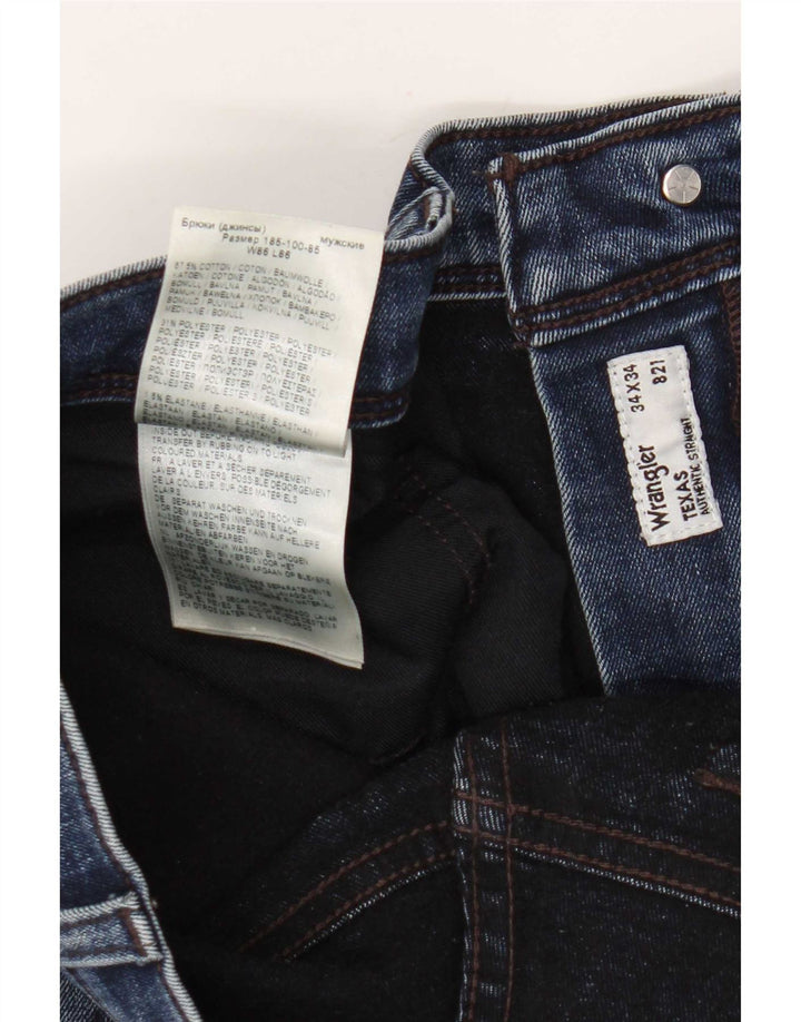 Wrangler Herre Texas Straight Jeans W34 L29 Blå Bomuld