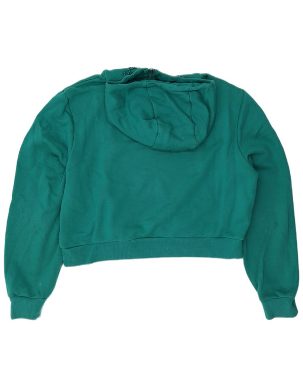 Ellesse Womens Graphic Crop Hoodie Jumper UK 12 Medium turkis bomuld