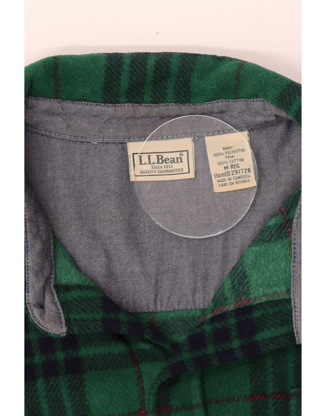 L.L.Bean Fleeceskjorte til mænd mellemgrøn ternet polyester