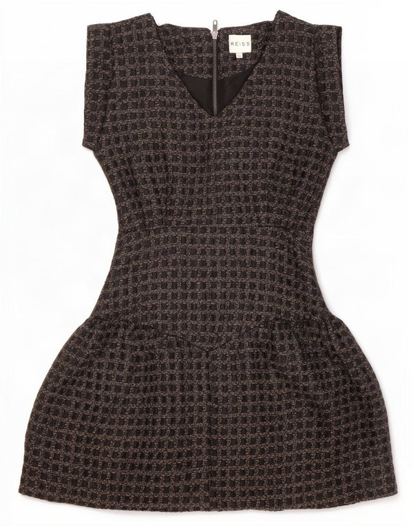 Reiss Womens Sheath Dress UK 10 Small Black Geometric Polyester