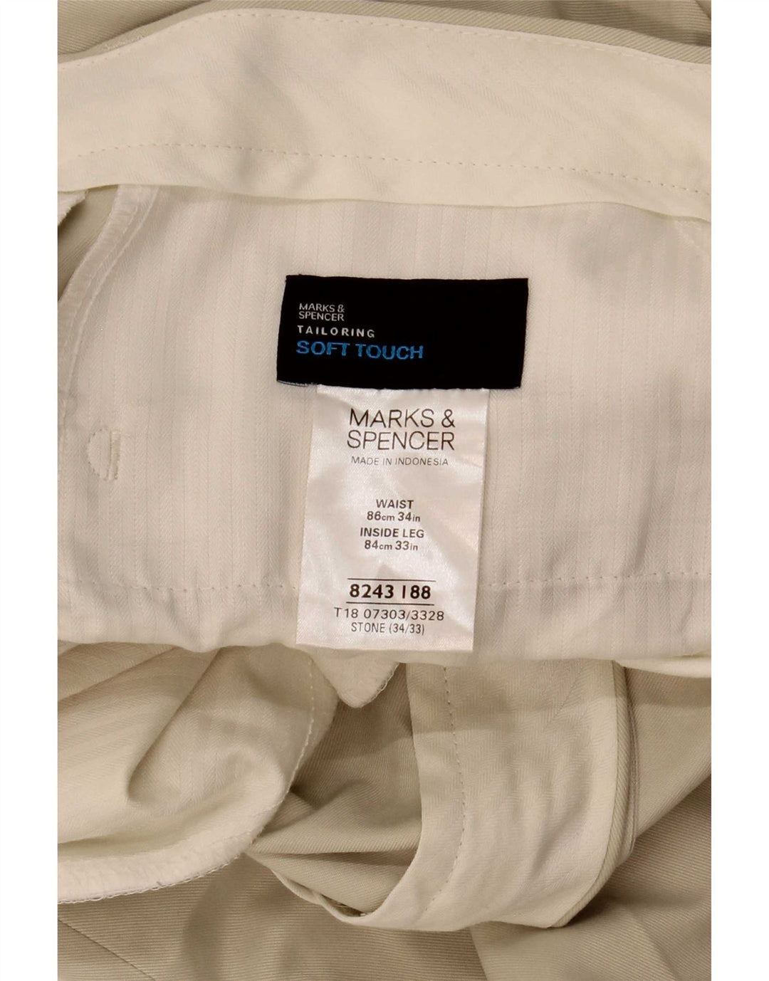 Marks & Spencer Straight Chino Bukser til mænd W34 L33 Beige Polyester