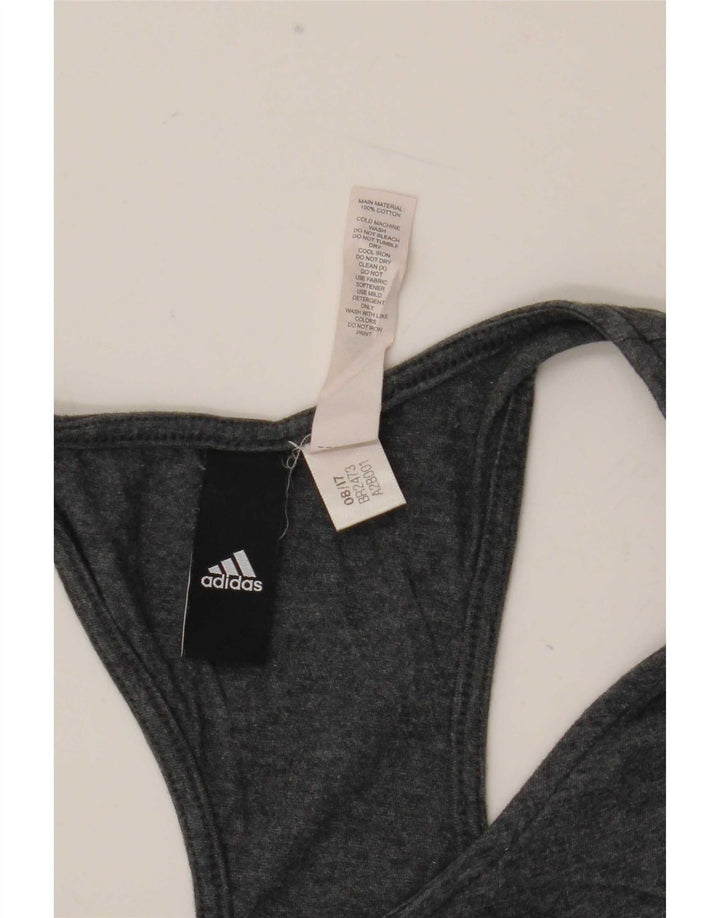 Adidas Dame Grafisk Vest Top UK 12 Medium Grå Bomuld