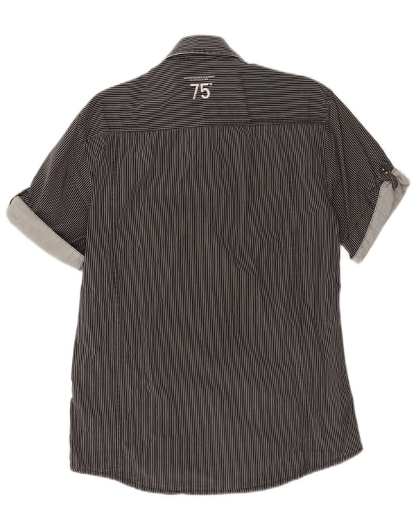 Jack & Jones Herre Kortærmet Military Shirt Medium Sort Nålestribet Bomuld