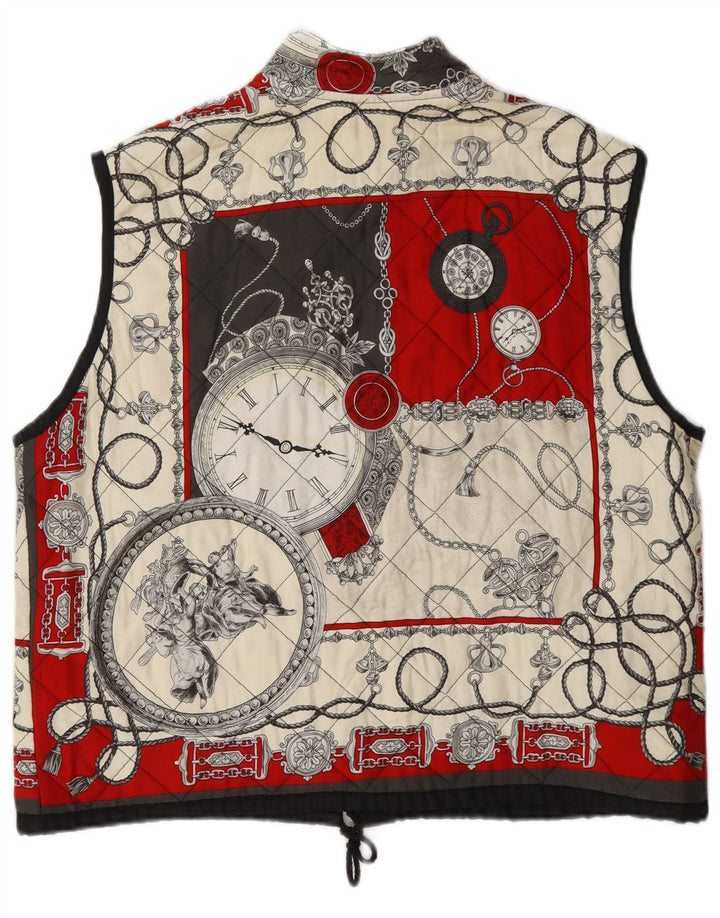 Vintage Dame Abstrakt Mønster Quiltet Gilet UK 14 Stor Flerfarvet
