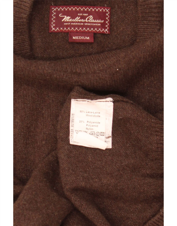 MARLBORO CLASSICS Herre sweater med rund hals, medium brun uld