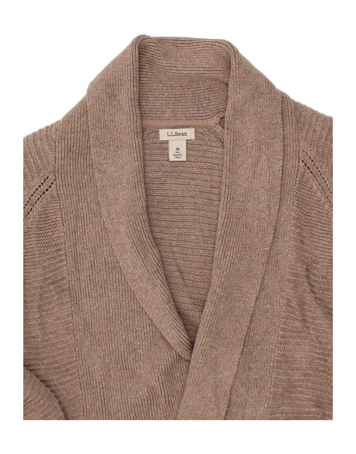 L.L.BEAN Womens Open Cardigan Sweater UK 14 Medium Brown Cotton Vintage L.L.Bean and Second-Hand L.L.Bean from Messina Hembry 