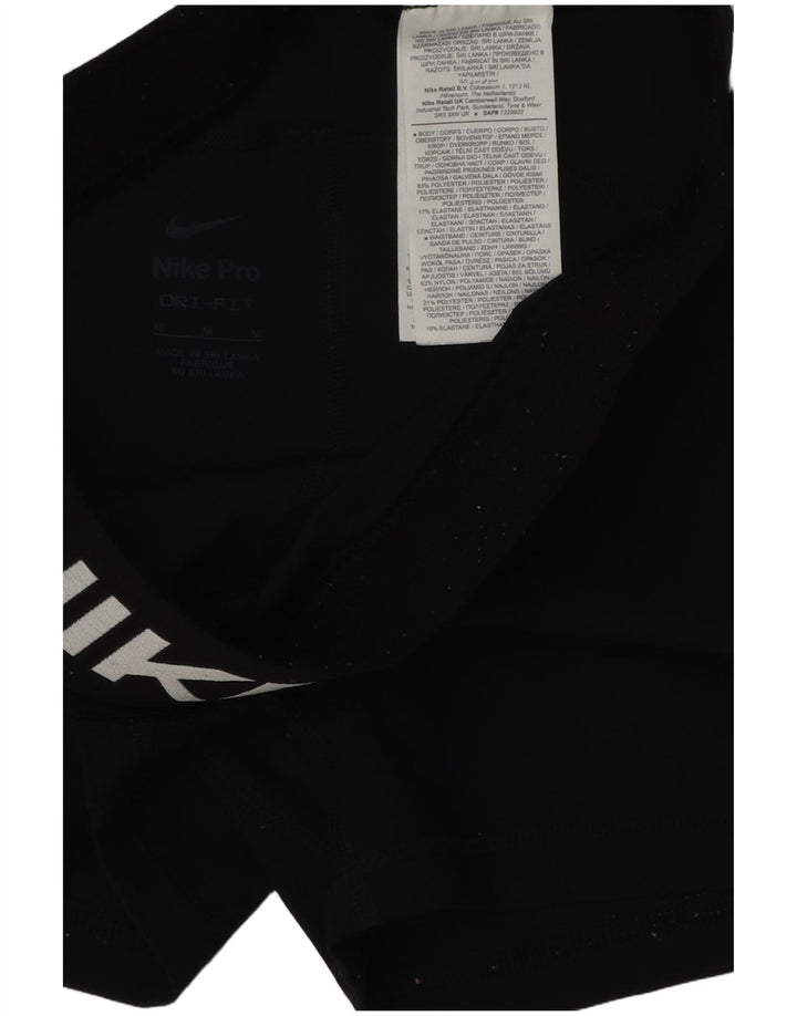 Nike Dame Dri Fit grafiske sportsshorts UK 12 Medium Sort Polyester
