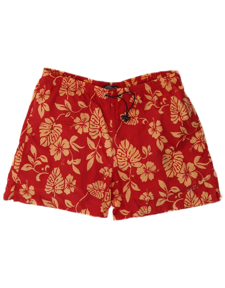 Gant Badeshorts til mænd Medium rød blomstret nylon