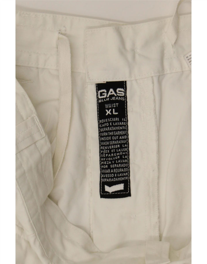 GAS Mens Cargo Shorts XL W34  White Cotton Vintage Gas and Second-Hand Gas from Messina Hembry 