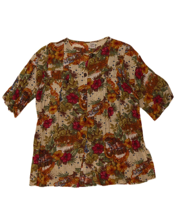 Vintage Dame Oversized Shirt Bluse UK 10 Small Multicolored Floral