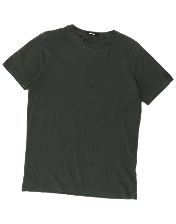 Replay Herre T-Shirt Top Medium Grøn Bomuld