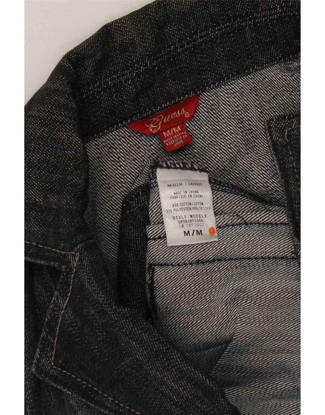 Guess Womens Crop Denim Jacket UK 12 Medium Black Bomuld