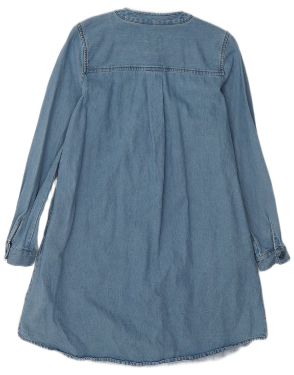 Fat Face Dame Langærmet Denim Kjole UK 8 Lille Blå Bomuld
