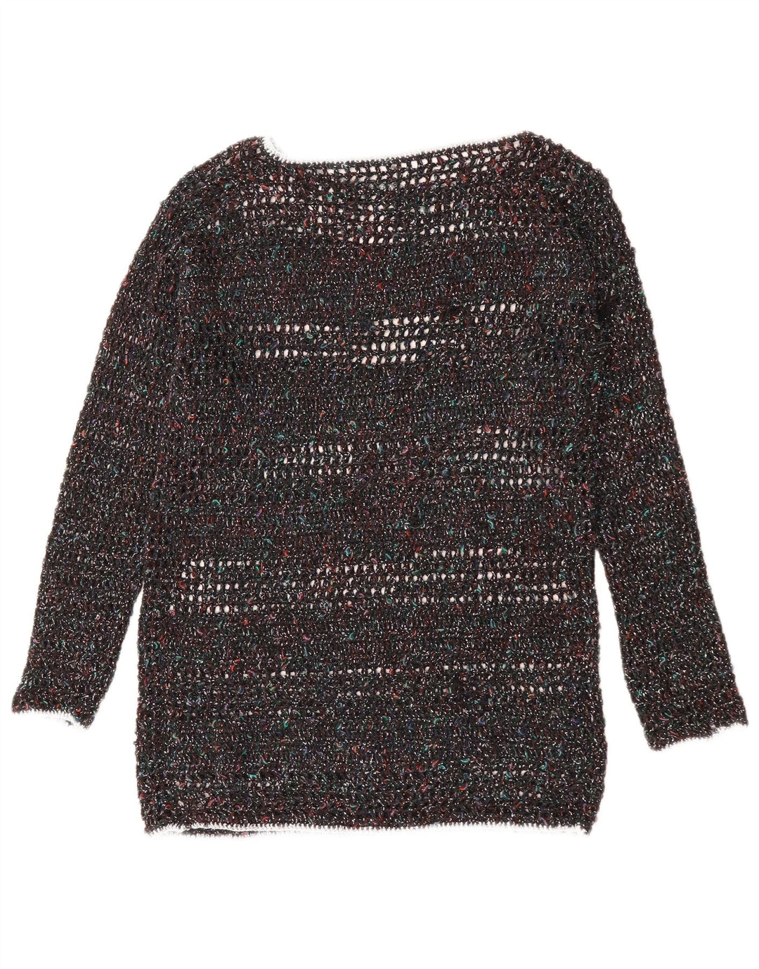 VINTAGE Dame Boat Neck Jumper Sweater UK 12 Medium Multicolored Flecked