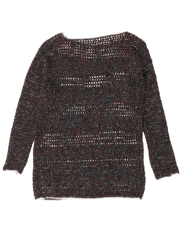 VINTAGE Dame Boat Neck Jumper Sweater UK 12 Medium Multicolored Flecked