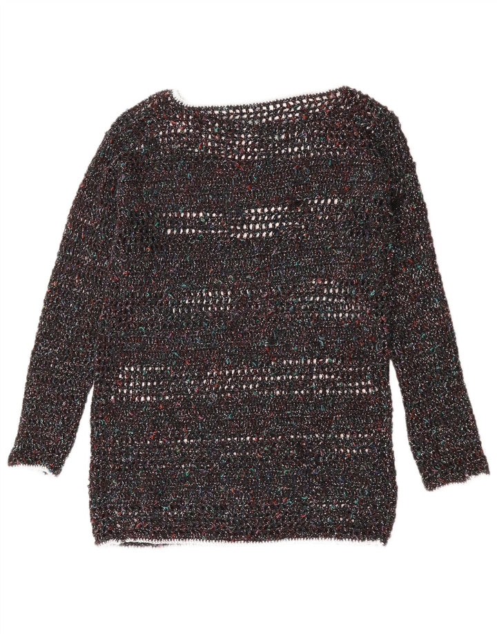 VINTAGE Dame Boat Neck Jumper Sweater UK 12 Medium Multicolored Flecked