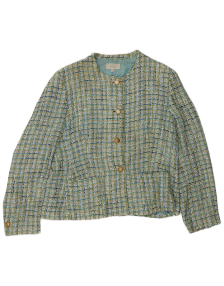 Marks & Spencer Dame 4-knaps blazerjakke UK 18 XL Grøn ternet viskose
