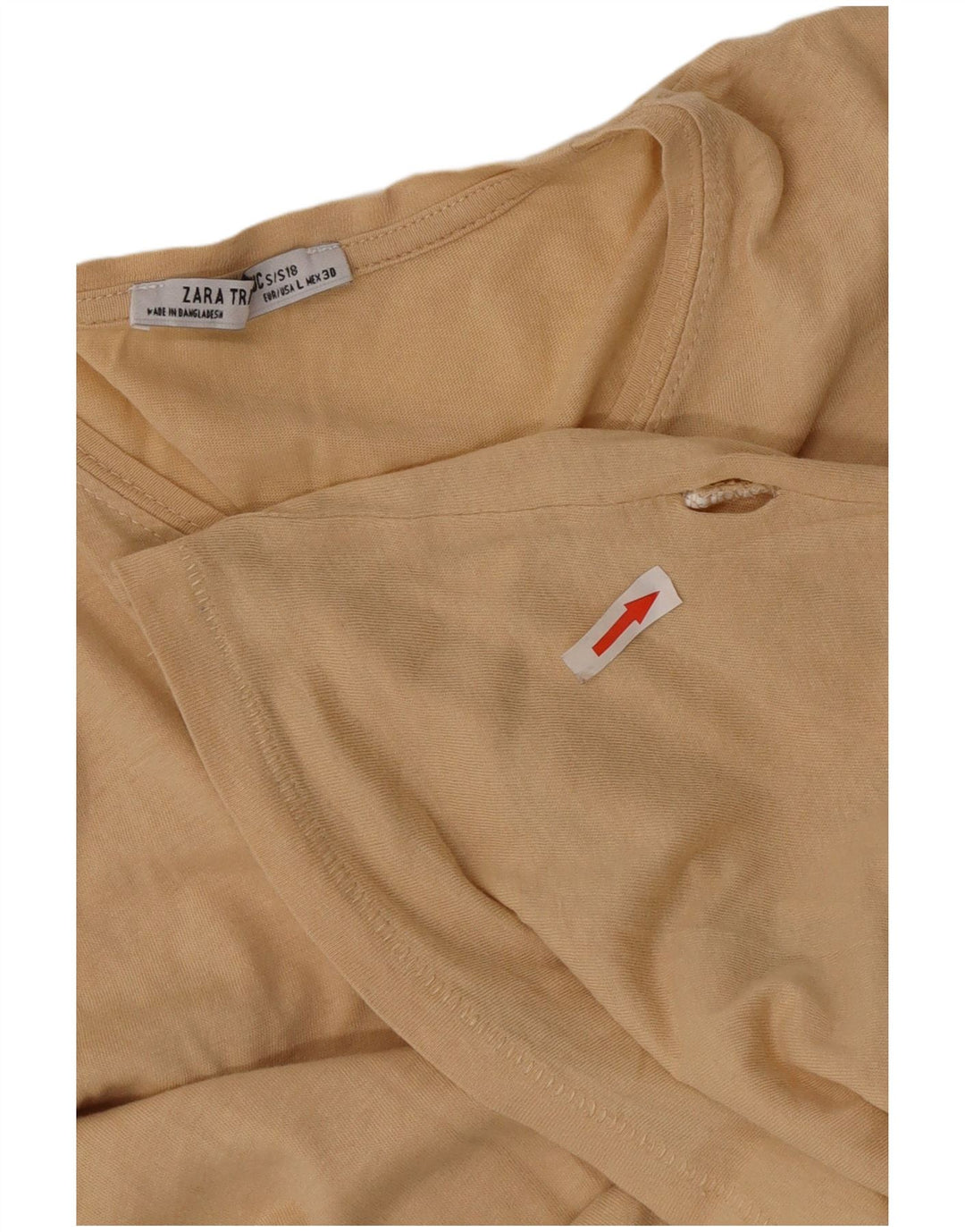 Zara Dame T-Shirt Top UK 16 Large Beige