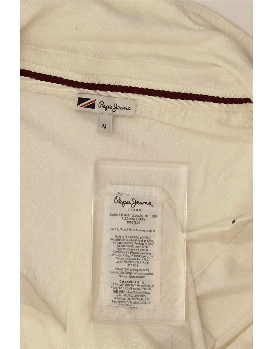 PEPE JEANS Womens Polo Shirt UK 14 Medium Off White Viscose Vintage PEPE Jeans and Second-Hand PEPE Jeans from Messina Hembry 