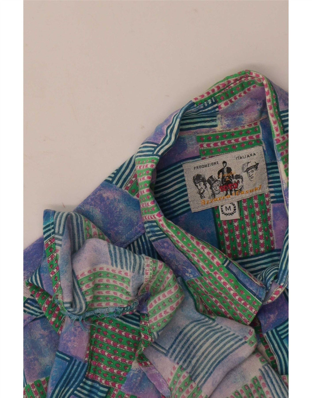 Azzurra Kortærmet Herreskjorte Medium Flerfarvet Patchwork