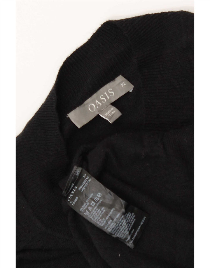 Oasis Dame Oversized Turtle Neck Jumper Sweater UK 18 XL Sort Viscose