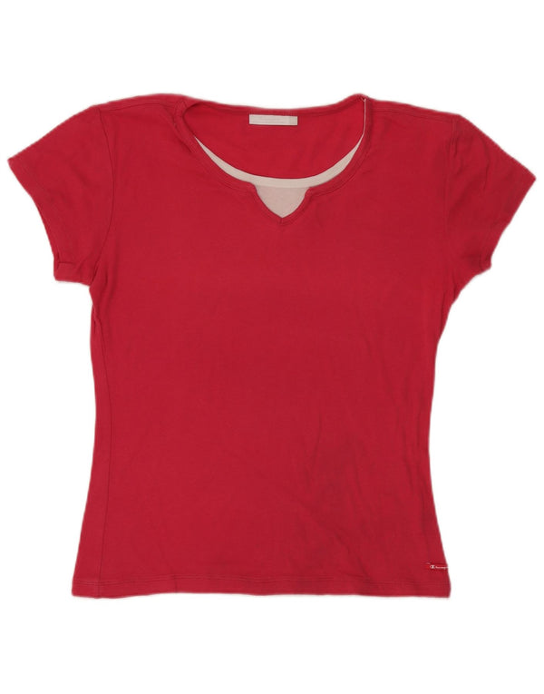 Champion Dame T-Shirt Top UK 18 XL Pink Colourblock
