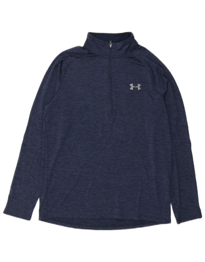Under Armour Herre Heat Gear Pullover Træningsdragt Top Medium Navy Blue Flecked