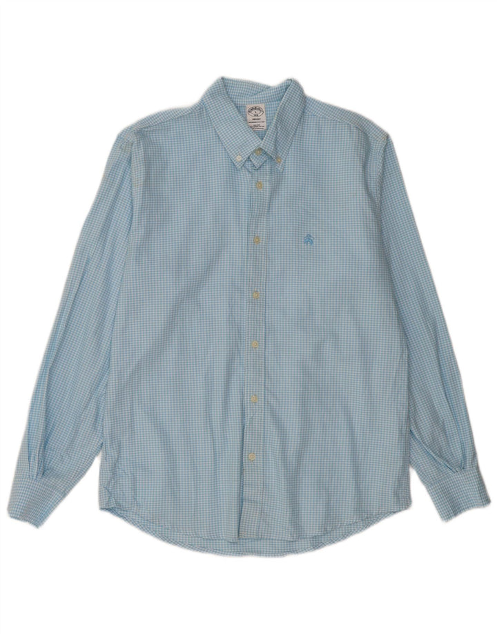 BROOKS BROTHERS Regent-skjorte til mænd Stor blå Gingham-bomuld
