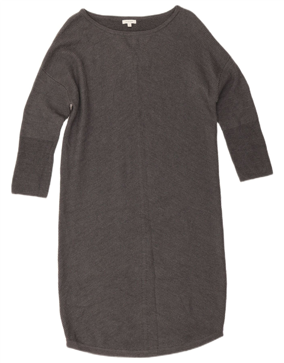 Jigsaw Dame 3/4-ærmet oversized jumperkjole UK 10 Small Grey Uld