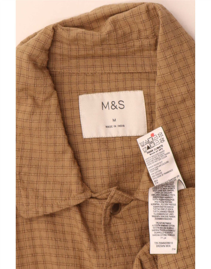 Marks & Spencer Overshirt til mænd mellem brun ternet bomuld