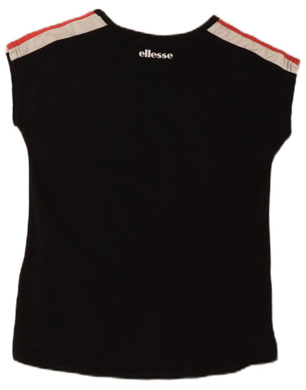 Ellesse Girls Grafisk T-Shirt Top 13-14 År Sort Colourblock Bomuld