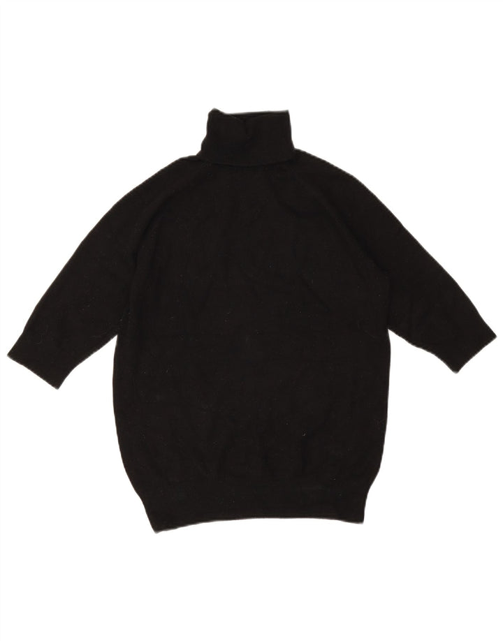 Zara Dame 3/4 ærmer rullehals sweater UK 12 Medium Sort
