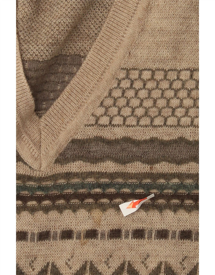 Rodes Herre V-hals sweater Medium Beige Stribet Uld