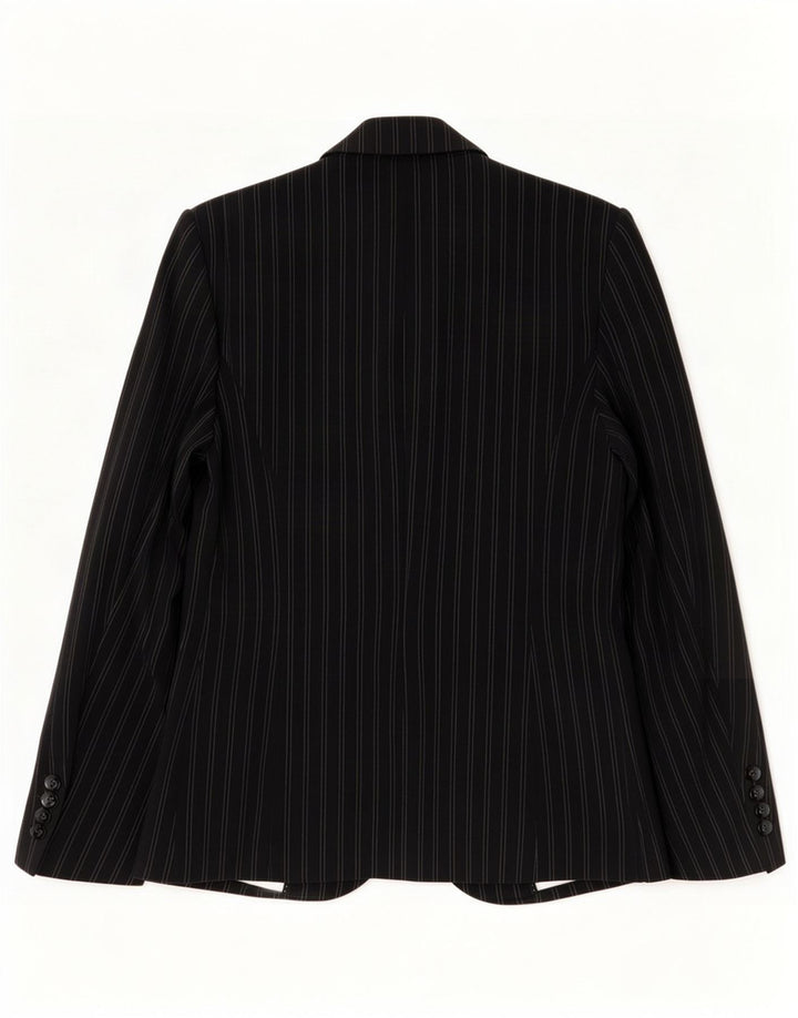 Marks & Spencer Dame 1 Knap Blazer Jacket UK 12 Medium Black Nålestribe