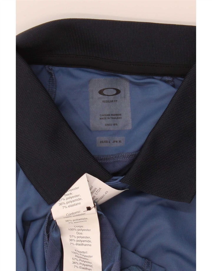 Oakley Mens Regular Fit Polo Shirt Stor blå stribet polyester