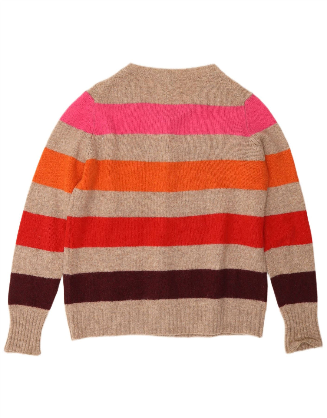 Benetton Dame Cardigan Sweater UK 16 Stor Grå Stribet Uld