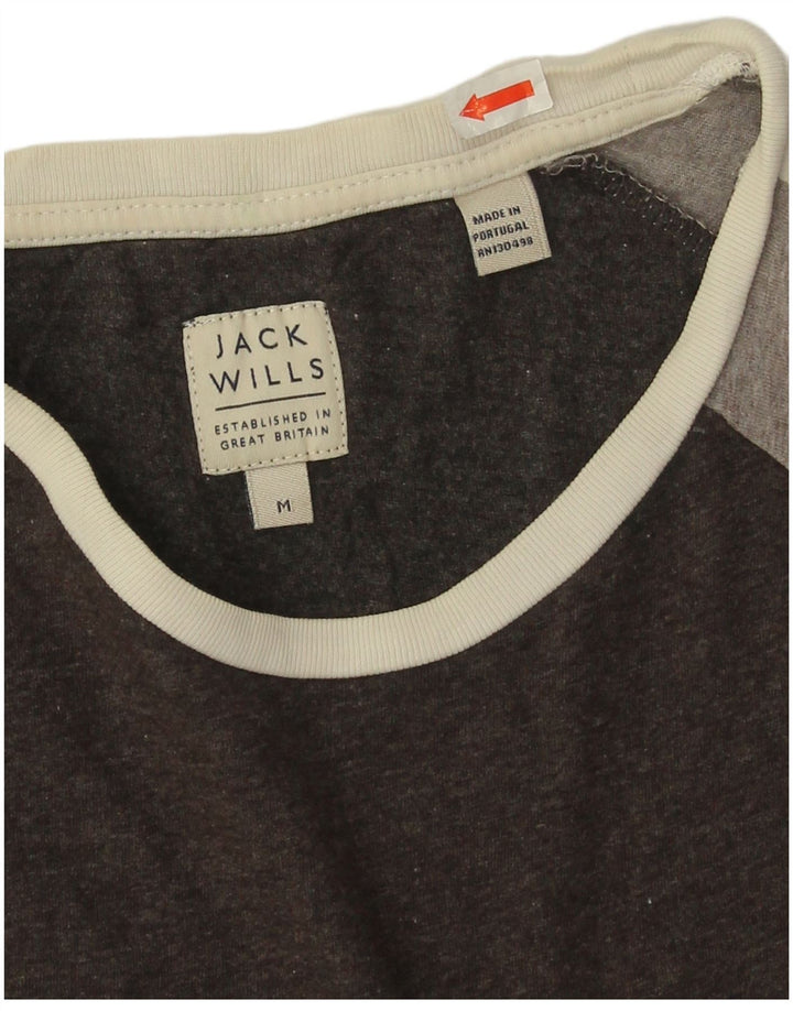 Jack Wills Herre T-shirt Top Medium Sort Colourblock Bomuld