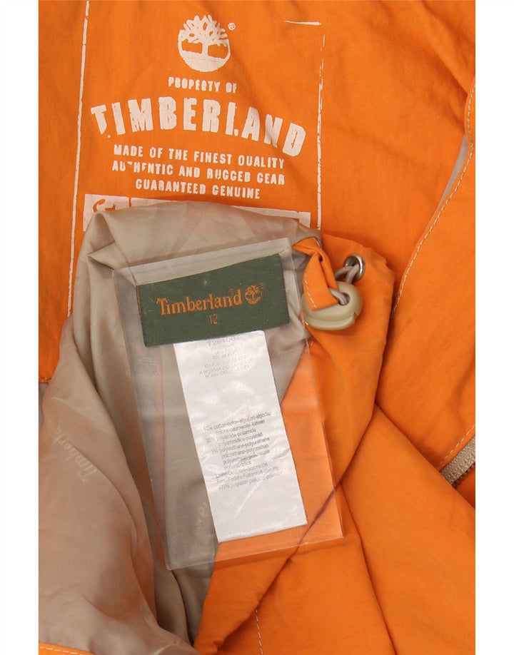 TIMBERLAND Boys Graphic Hooded Utility Jacket 11-12 Years Orange Cotton Vintage Timberland and Second-Hand Timberland from Messina Hembry 