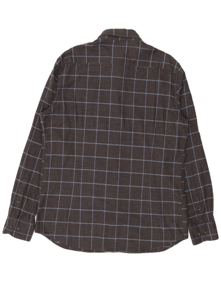 MASSIMO DUTTI Herre flannelskjorte XL Grå ternet bomuld