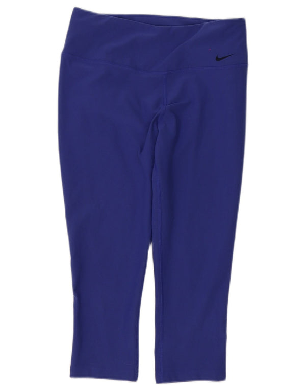 Nike Dame Dri Fit Capri Leggings UK 8 Small Purple Polyester