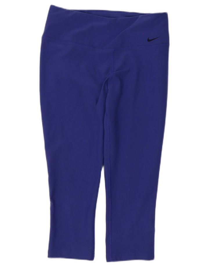 Nike Dame Dri Fit Capri Leggings UK 8 Small Purple Polyester