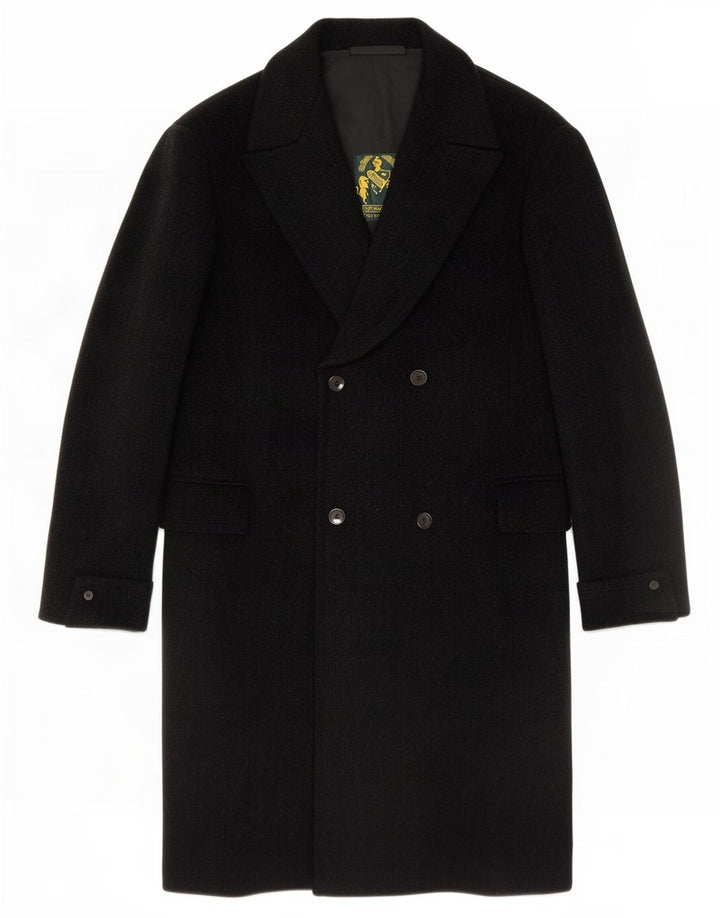 Vintage herre dobbeltradet frakke UK 38 Medium Black New Wool