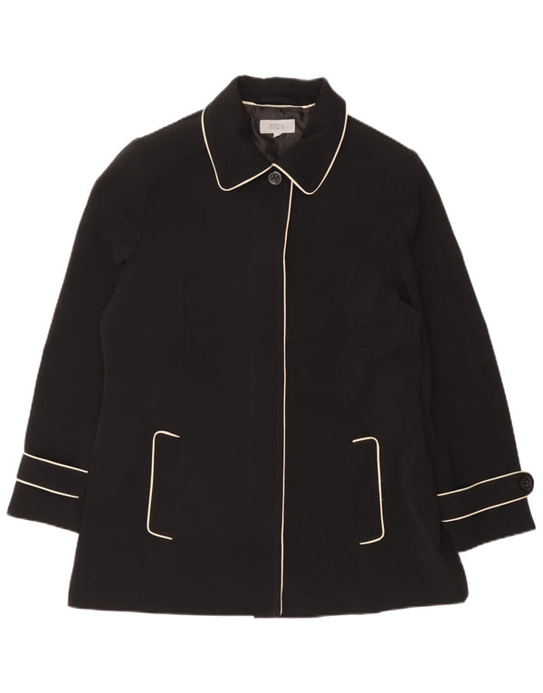 Marks & Spencer Womens Short Trench Coat UK 16 Large Black Polyester