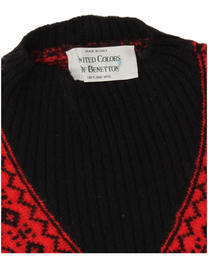 Benetton Dame Turtle Neck Jumper Sweater UK 14 Medium Rød Retro