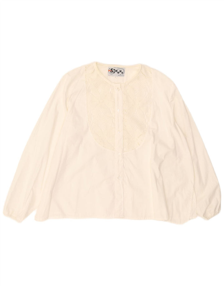 SIMONE Dame Skjorte Bluse IT 46 Stor Hvid Bomuld