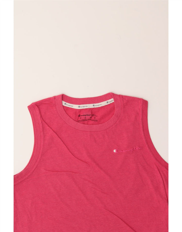 CHAMPION Womens Vest Top UK 14 Large Pink Polyester Vintage Champion and Second-Hand Champion from Messina Hembry 