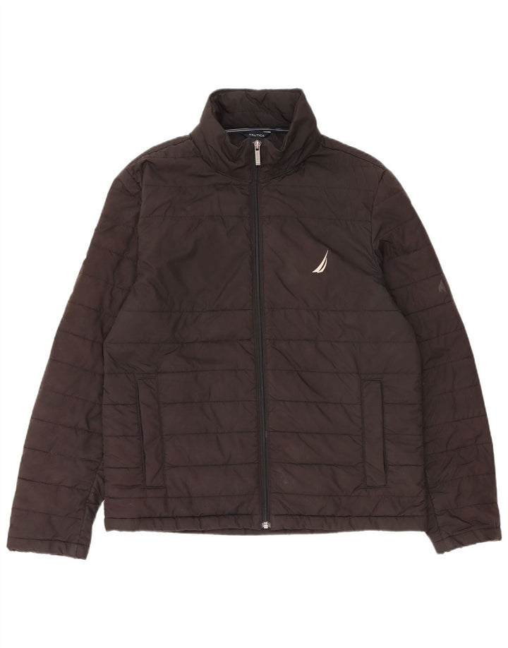 NAUTICA Mens Hooded Padded Jacket UK 36 Small Black Polyester